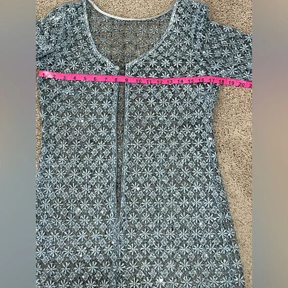 Cachet Light Metallic Blue Lace Sequin Size Small - Picture 9 of 11